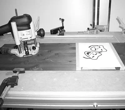 Sticking the template onto the workpiece