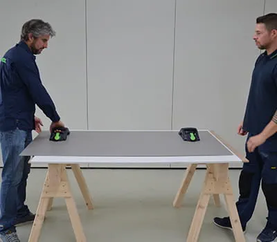 Placing the large-format tile on a suitable base