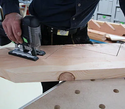 Sawing out the corners