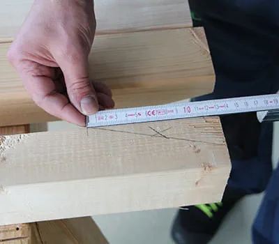 Marking the sawhorse legs