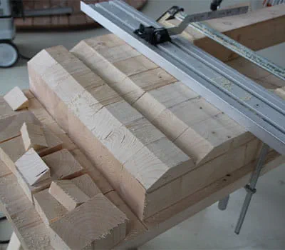 Cutting the eaves section of the rafters