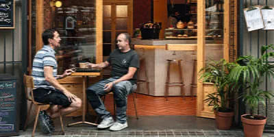 Two painters in conversation in Barcelona