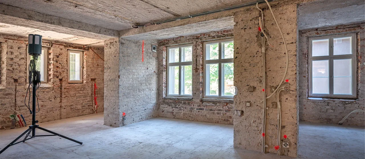 View of the construction site from inside