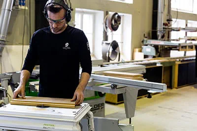 Working in the own joinery workshop