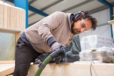 The pieces of wood are worked using the Festool planer
